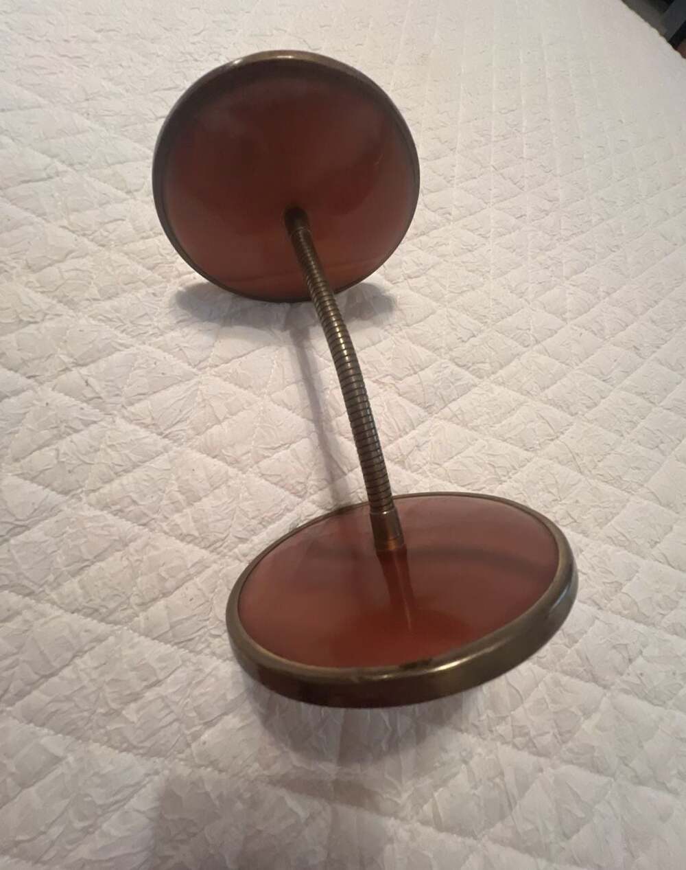 Vintage Mid-Century Modern Brass Accent Gooseneck Vanity Mirror